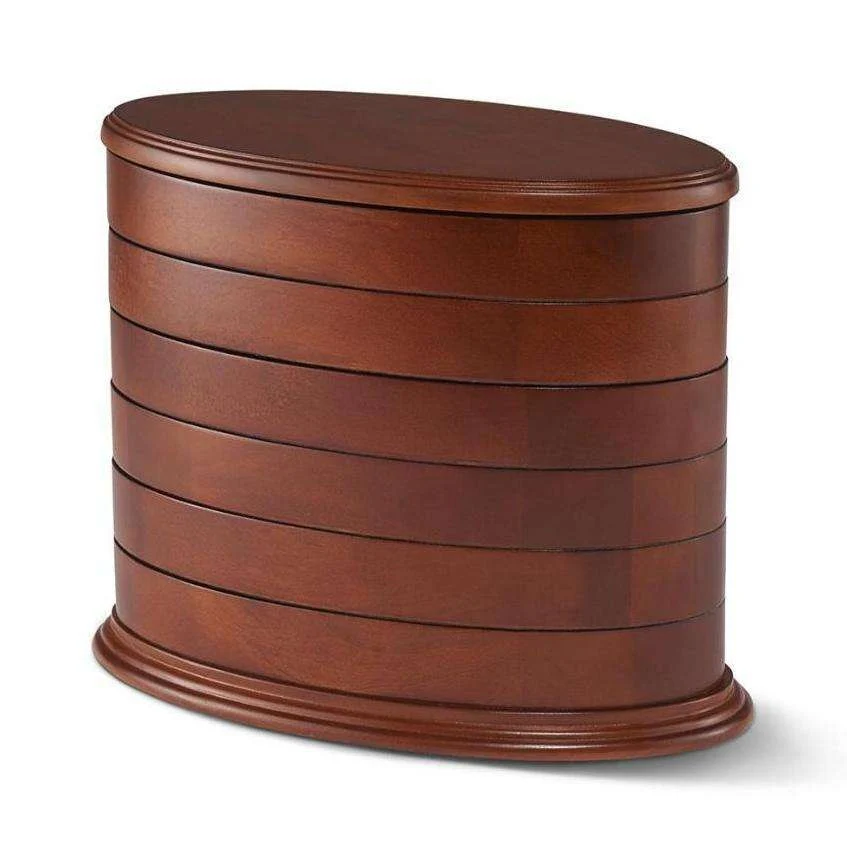 Swivel Wood Jewelry Box Tower, 6 Drawers Organizer, Dark Cherry