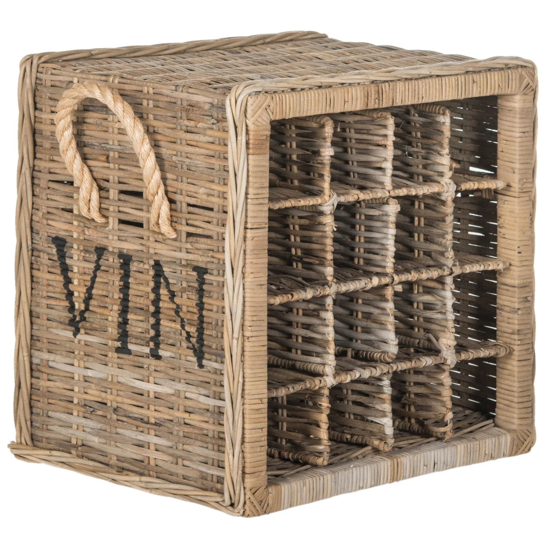SAFAVIEH Kikuko Natural 16-Bottle Wicker Storage Wine Rack - 20Wx14Dx20H