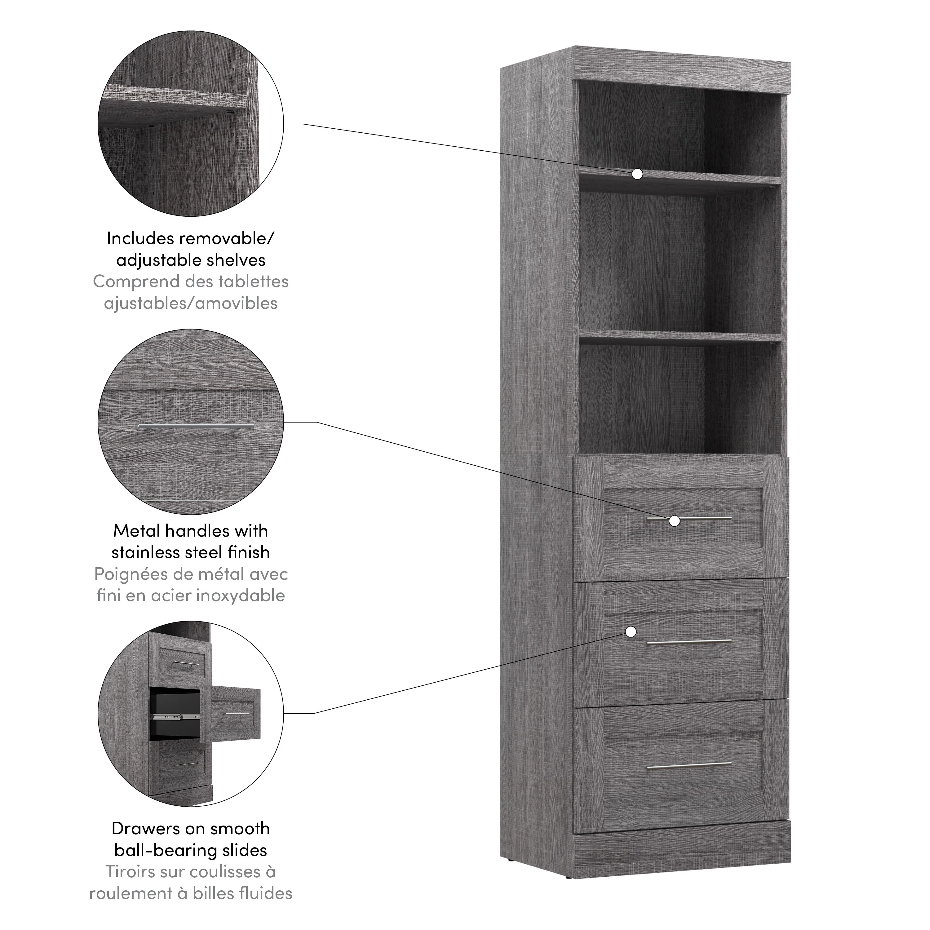 Pur 25W Closet Organizer with Drawers by Bestar