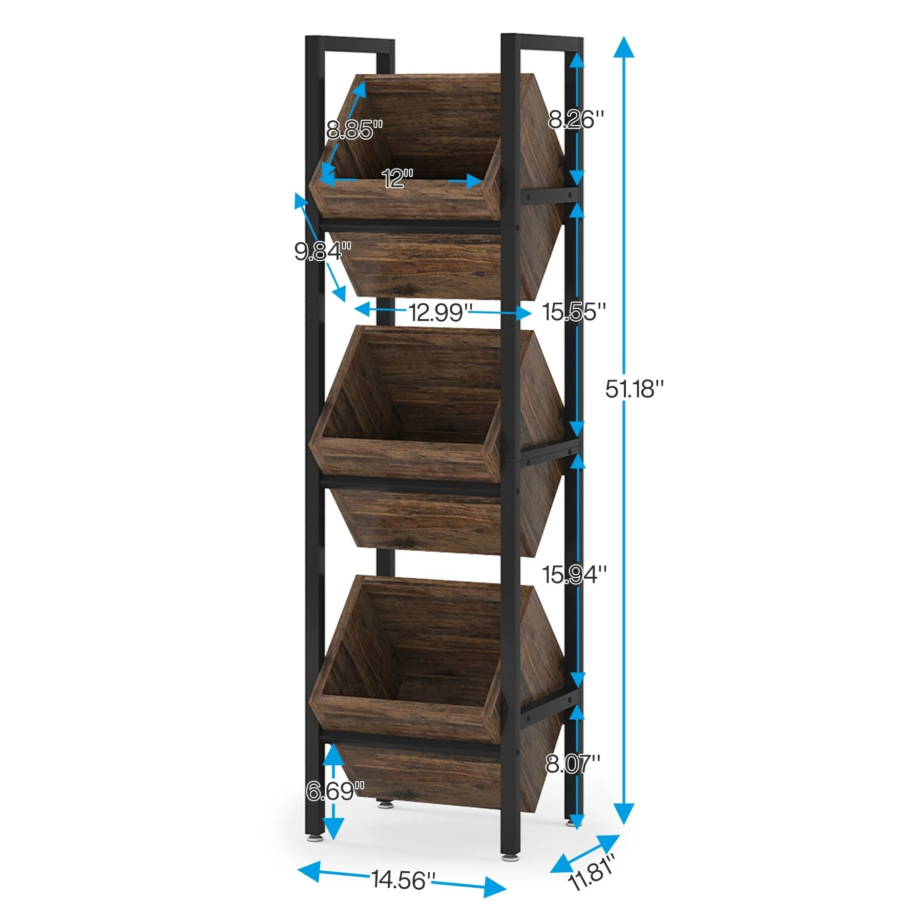 3 Tier Freestanding Floor Wooden Wine Rack