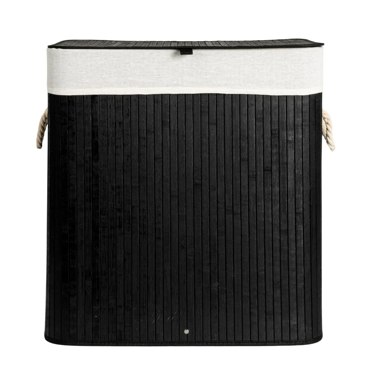 Household Essentials Bamboo Double Laundry Hamper with Rope Handles and Removable Laundry Bag