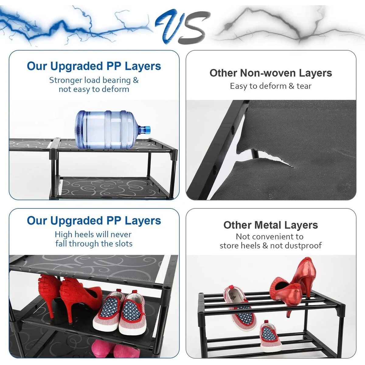 8-Tier Large Tall Shoe Rack with Covers 40-46 Pairs, Shoes Cabinet