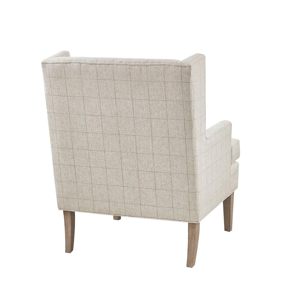 Upholstered Accent Chair with Wing Back and Recessed Arms