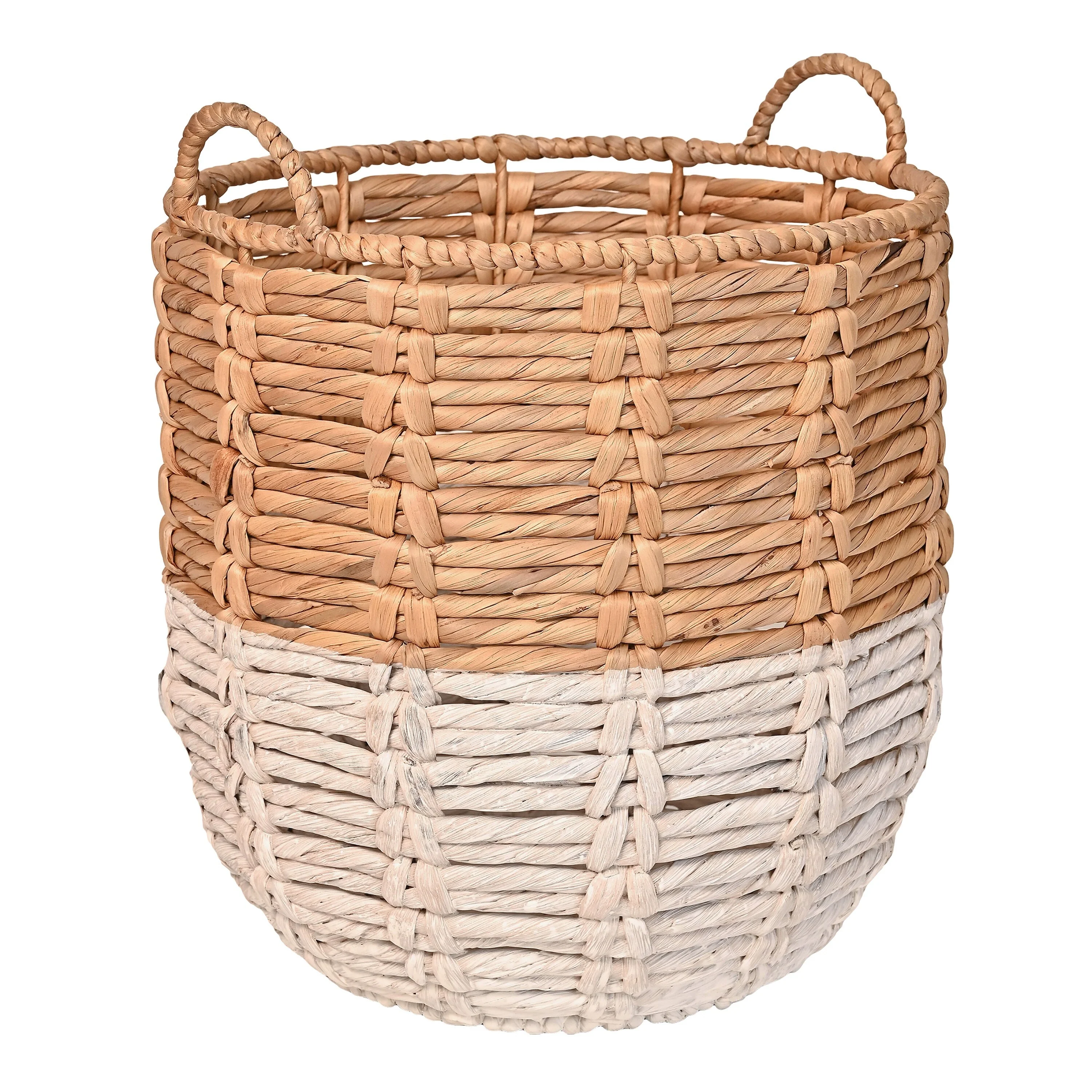 happimess Bohemian Hand-Woven Abaca Basket with Handles