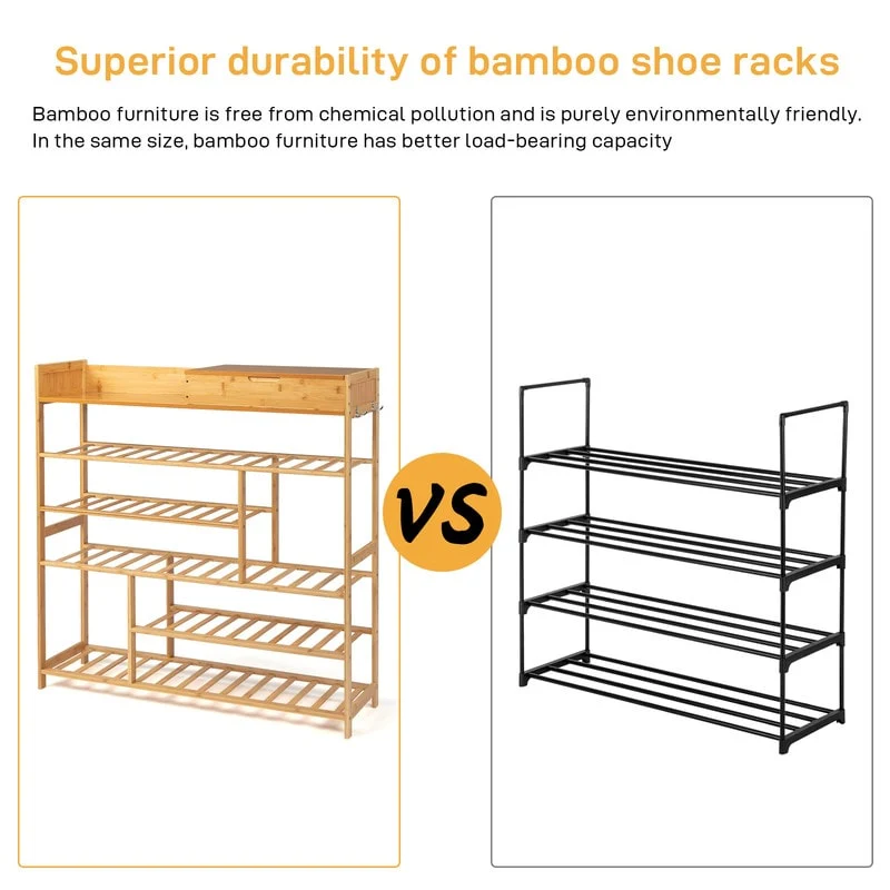 24-batten Bamboo Shoe Rack-6-Tier