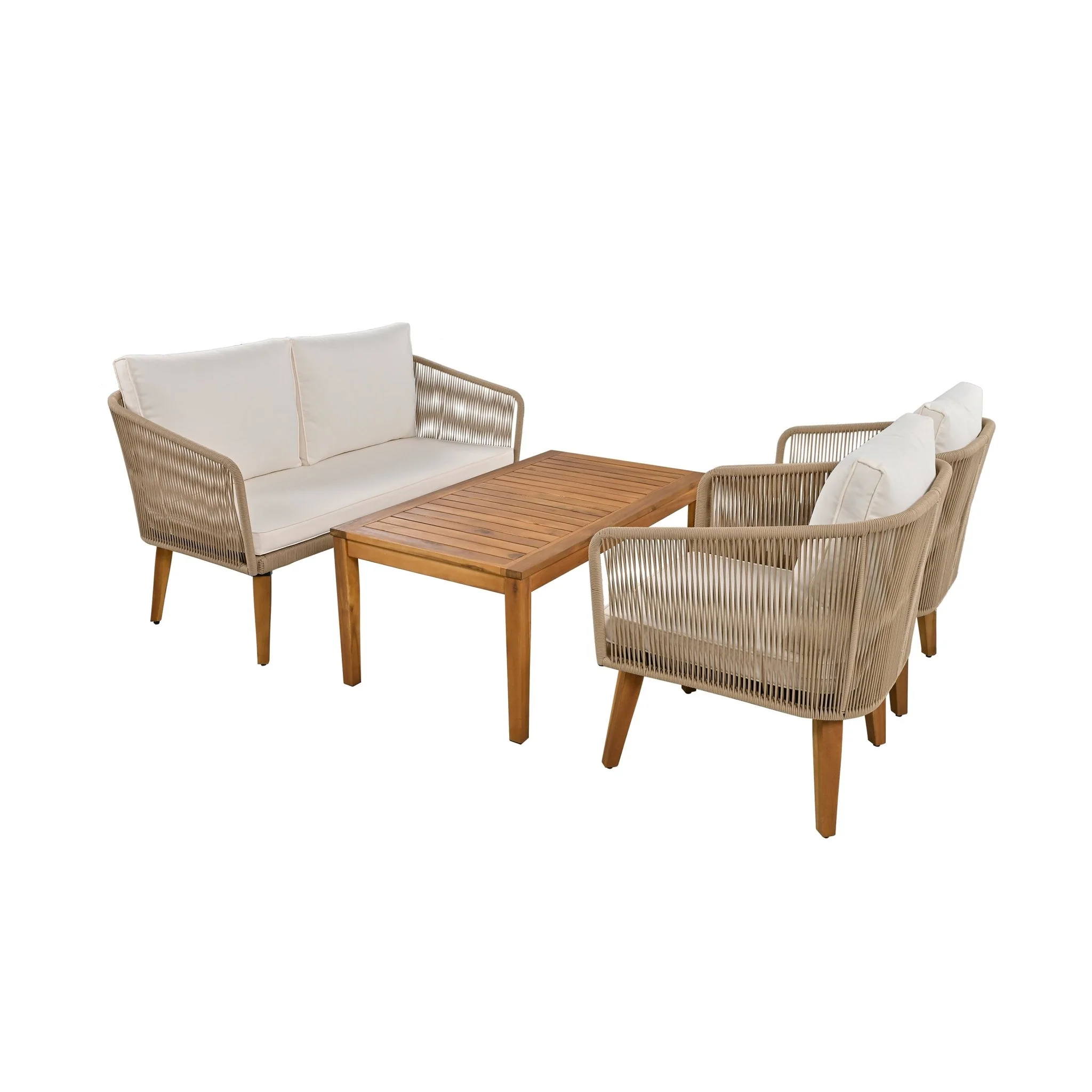 4-Piece Outdoor Conversation Set with Loveseat, Chairs and Table