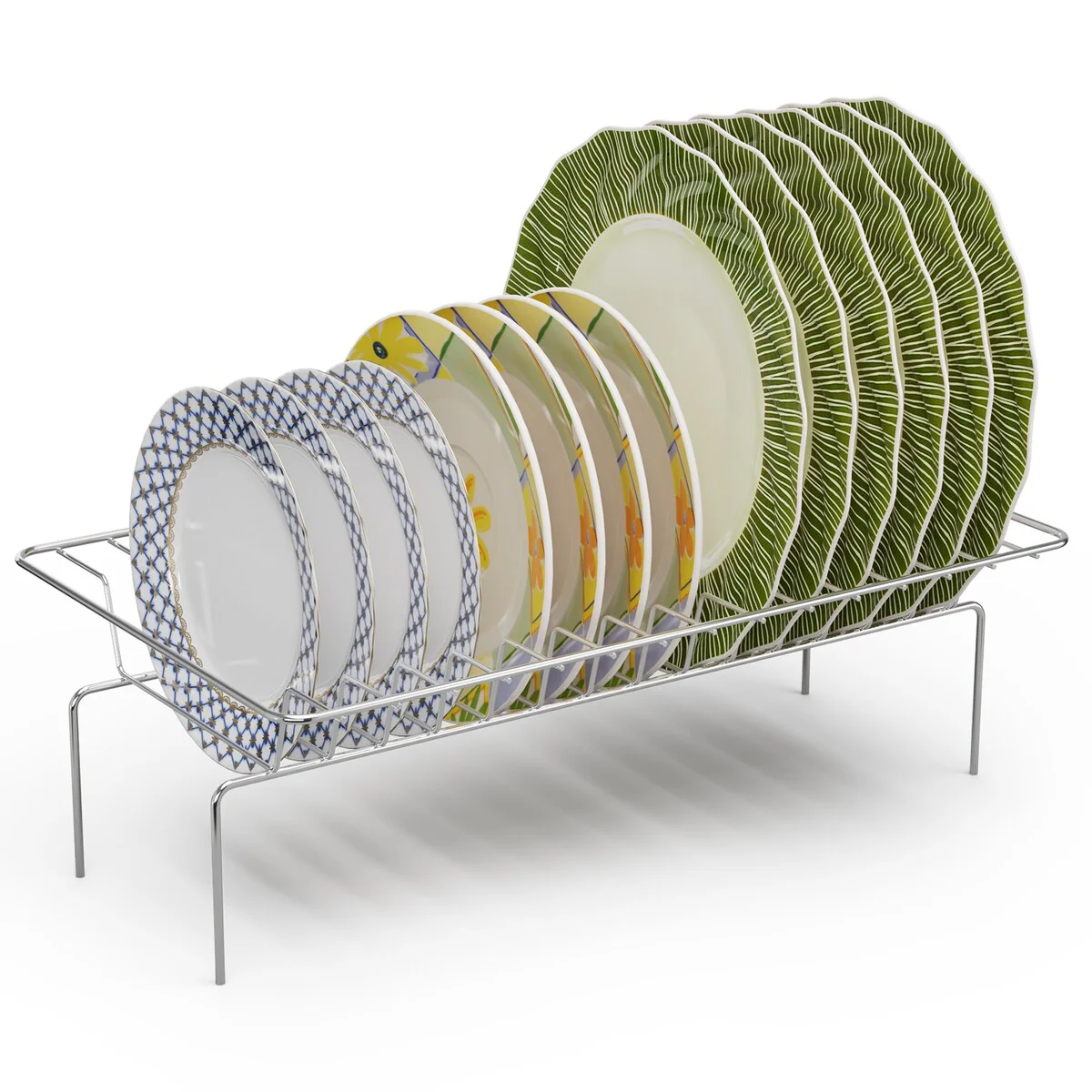 2-Tier Detachable Dish Drying Rack with Cutlery Holder