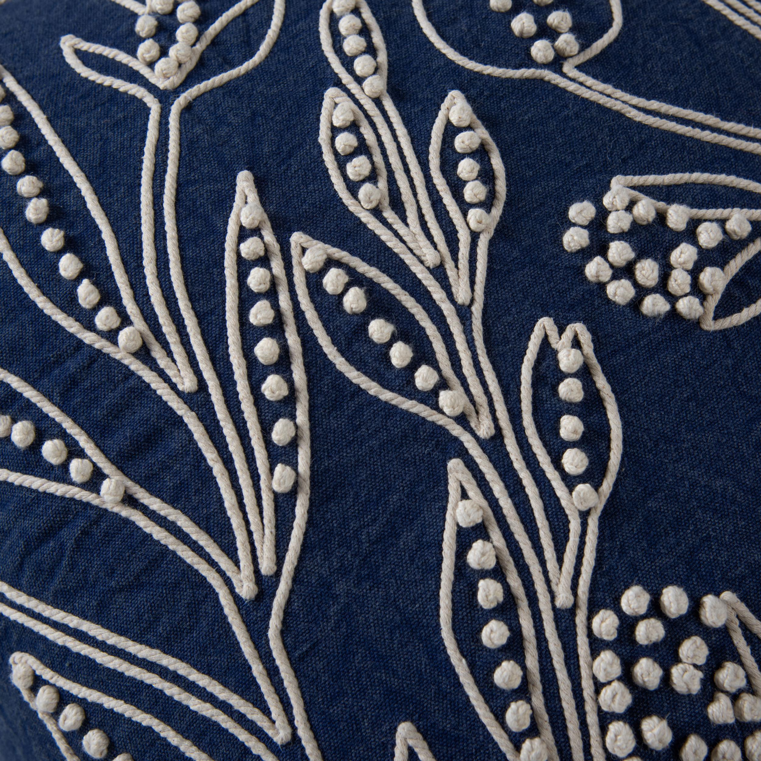 Botanical Embroidered Throw Pillow