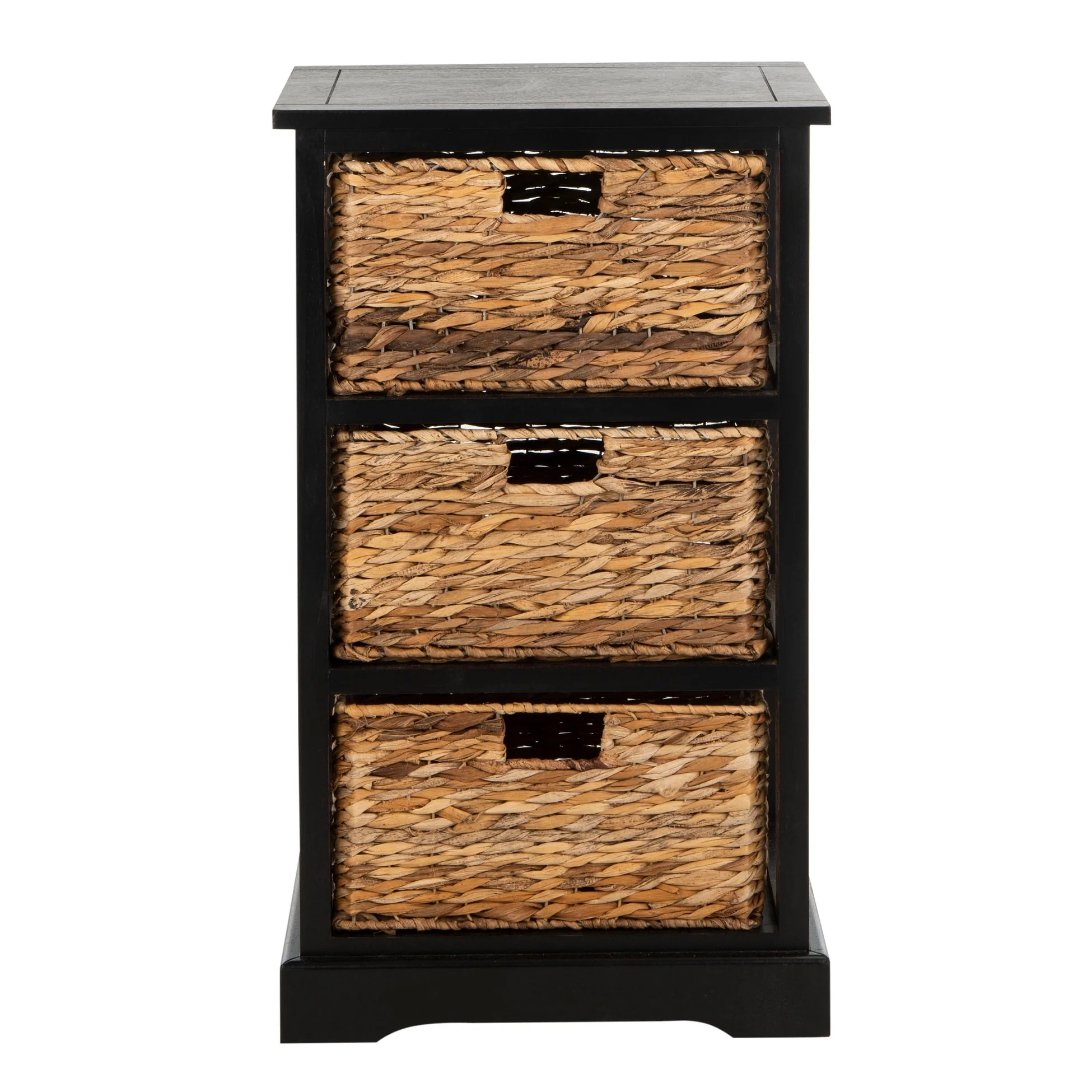 SAFAVIEH Evaline Distressed Black 3 Wicker Basket Storage Unit - 17.3