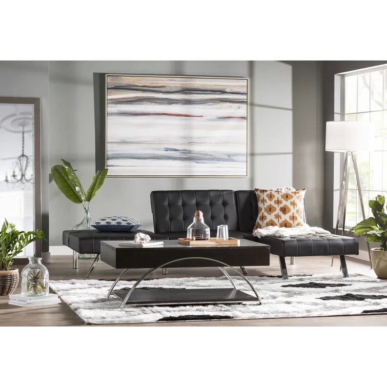 Acquaviva Twin 71'' Faux Leather Tufted Convertible Sofa