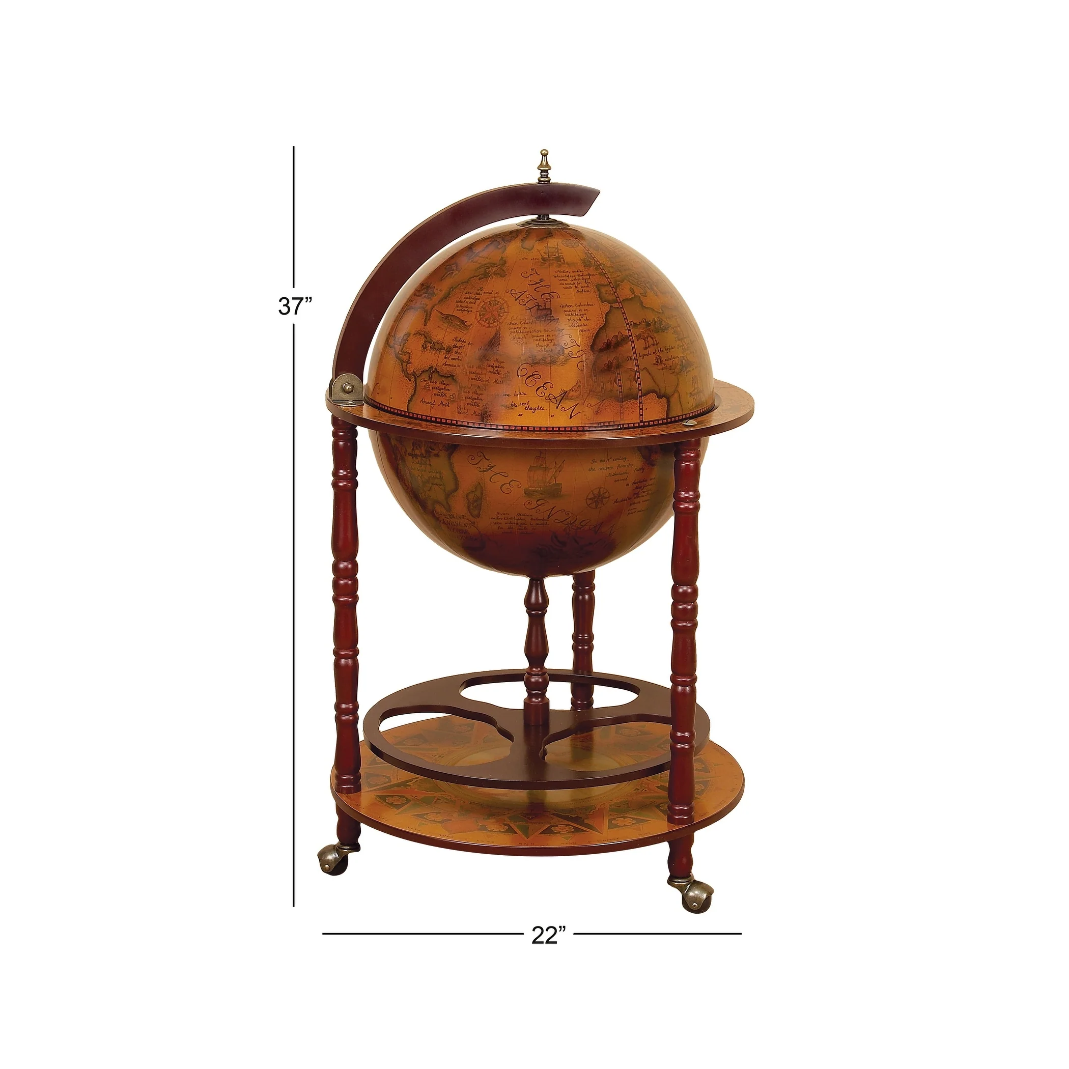 Wood World Globe Bar