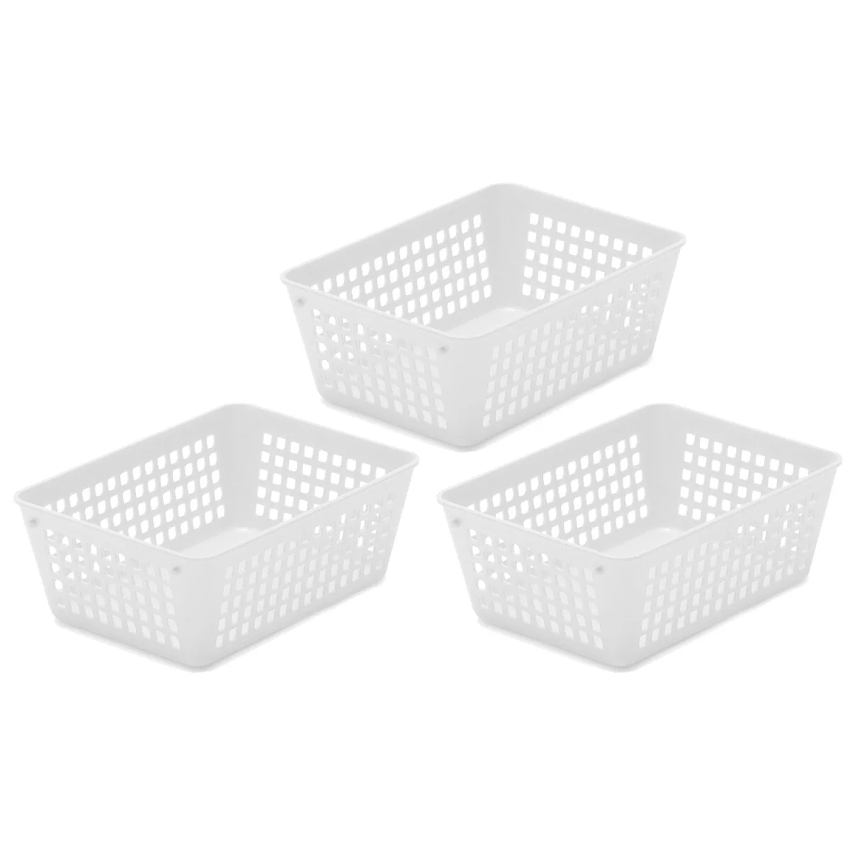 3-Pack Plastic Storage Baskets for Office Drawer, Classroom Desk