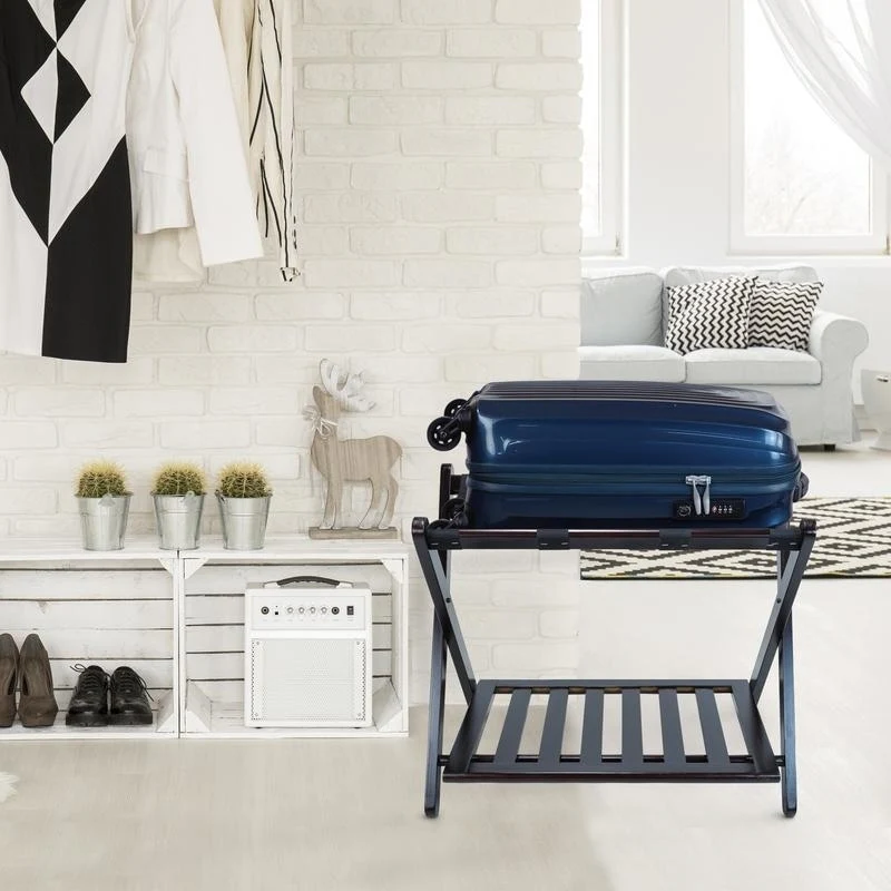 Hotel-style Luggage Rack with Shelf