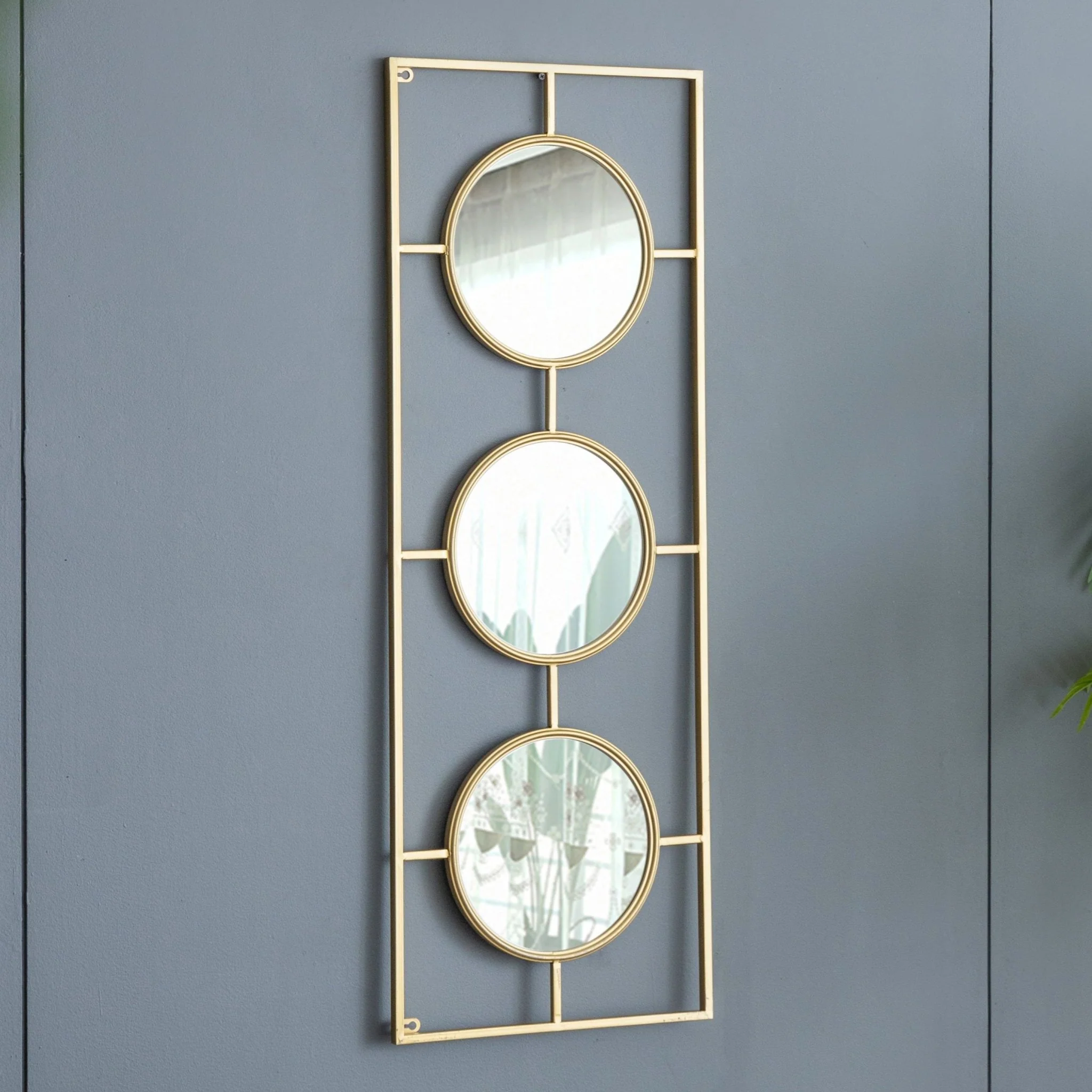 3-Piece Wall Mirror with Rectangular Metal Frame