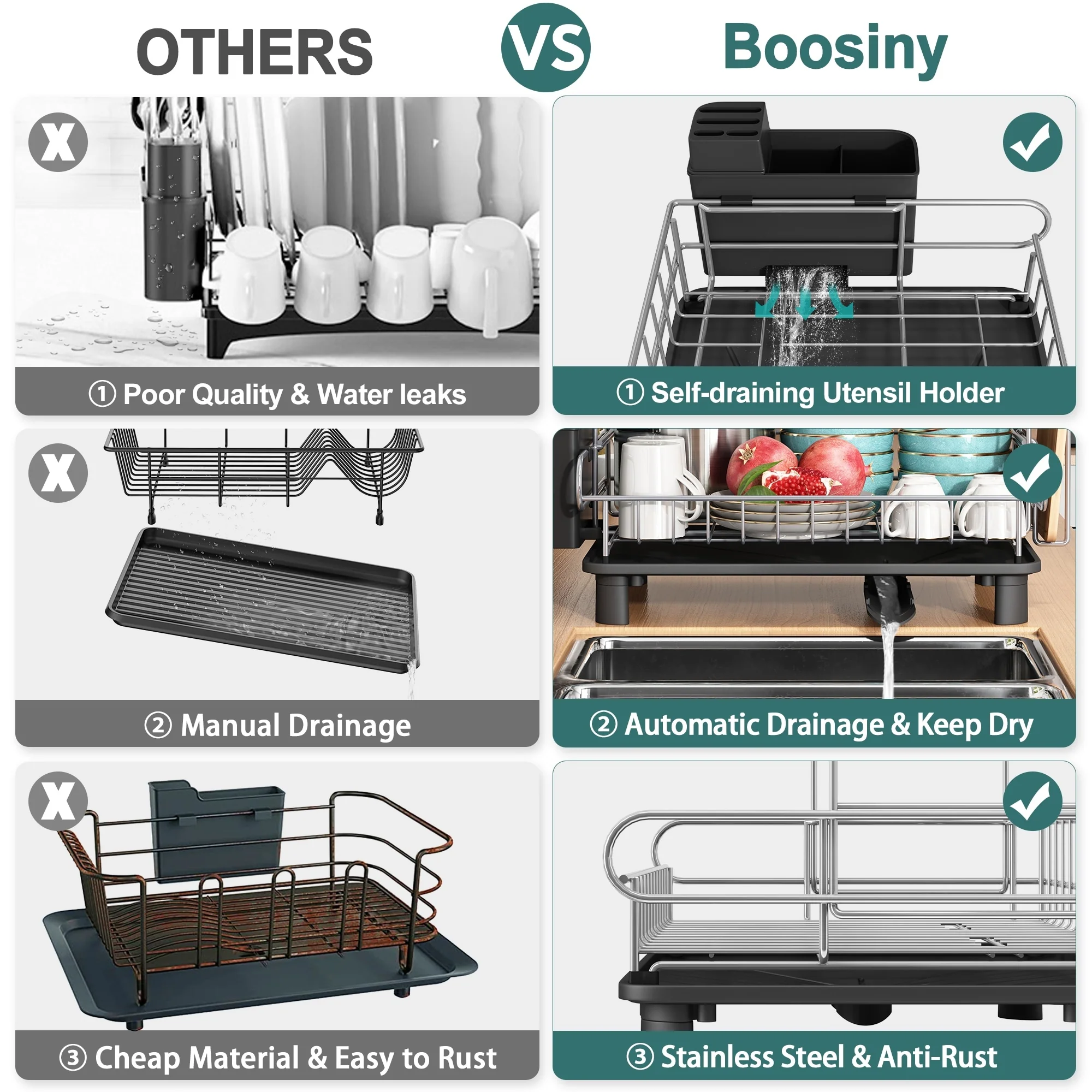 JASIWAY 2 Tier Kitchen Stainless Steel Dish Rack
