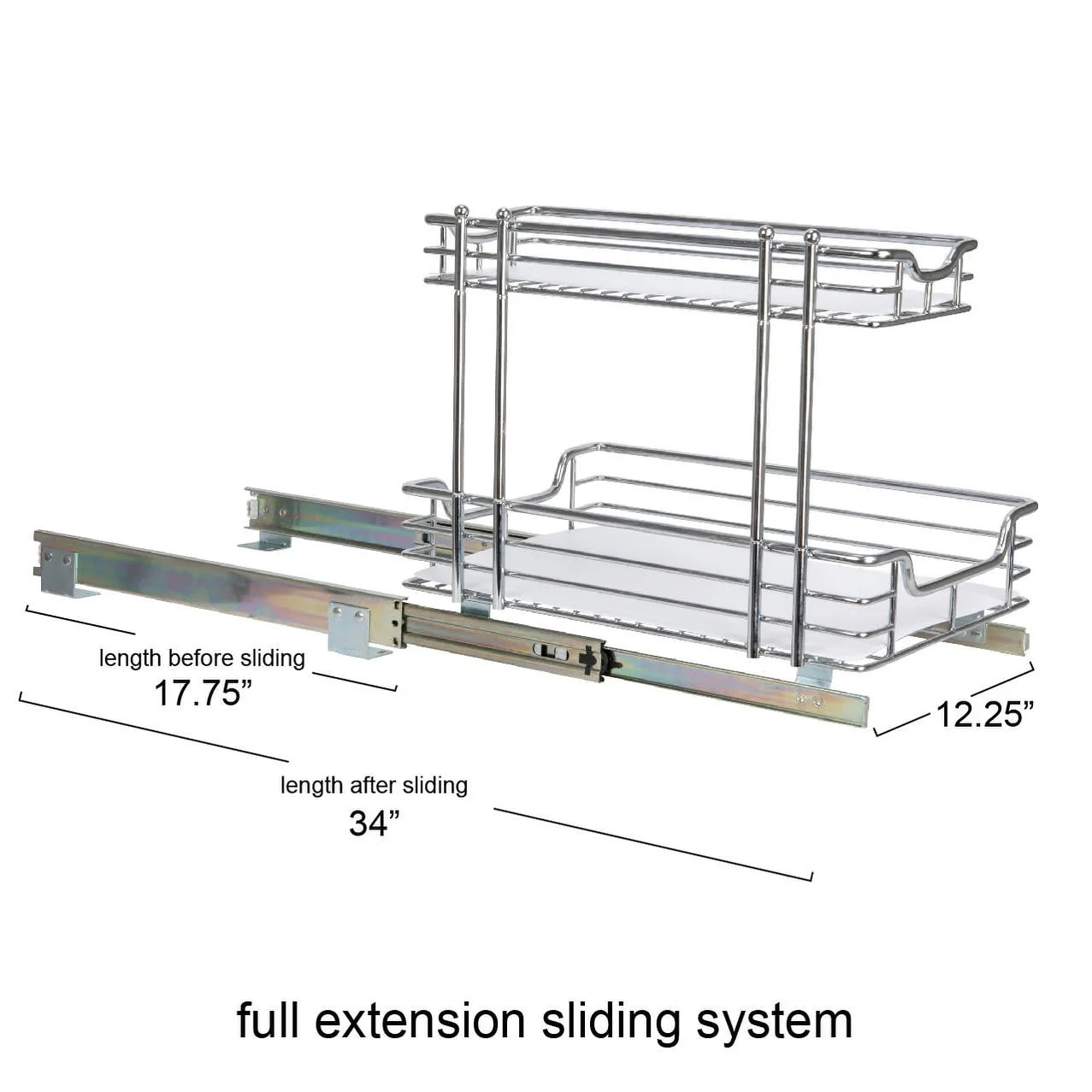 Household Essentials 2-Tier Steel Pull-Out/Slide-Out Storage Organizer with Plastic Liners