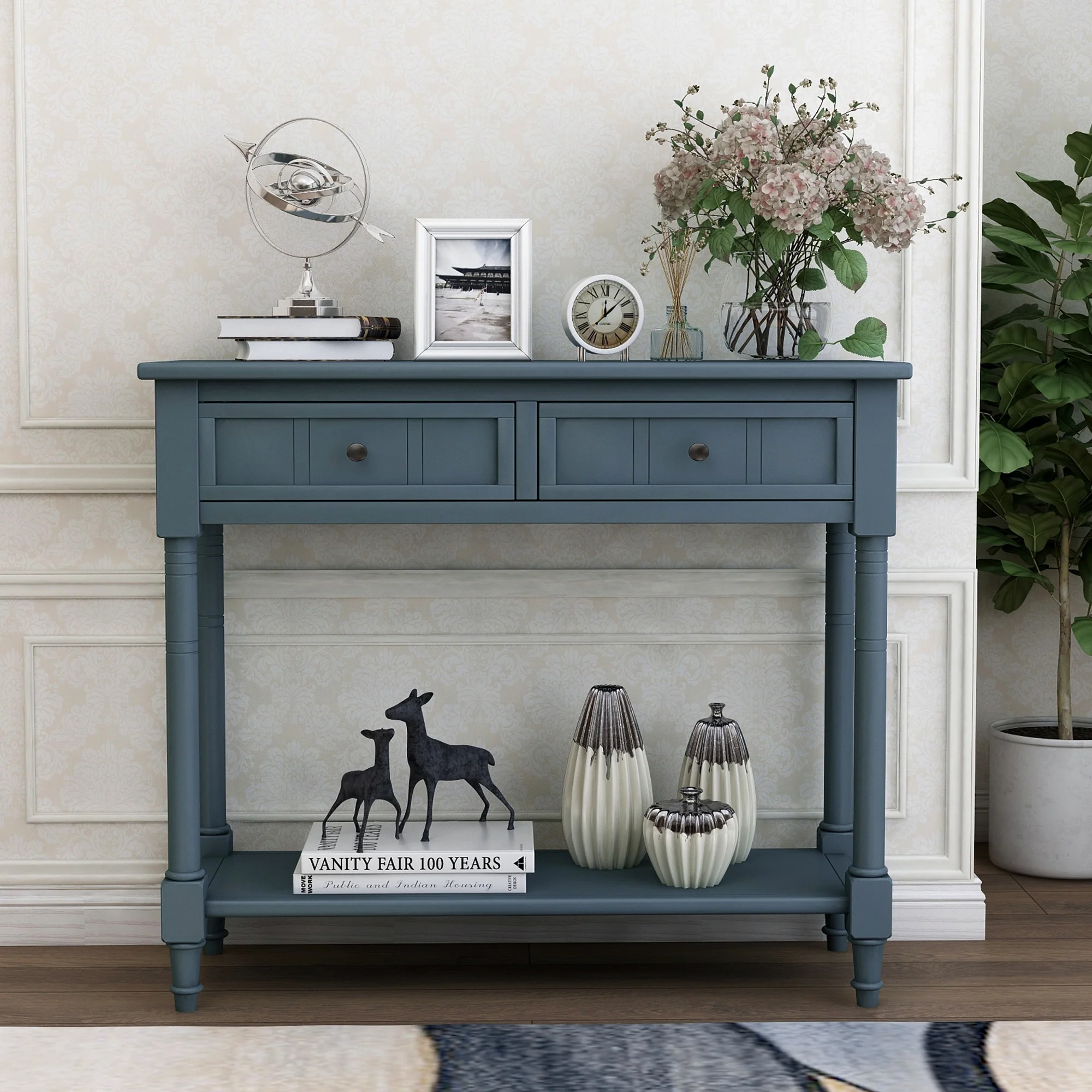 Jace Console Table with 2 Drawers and Bottom Shelf