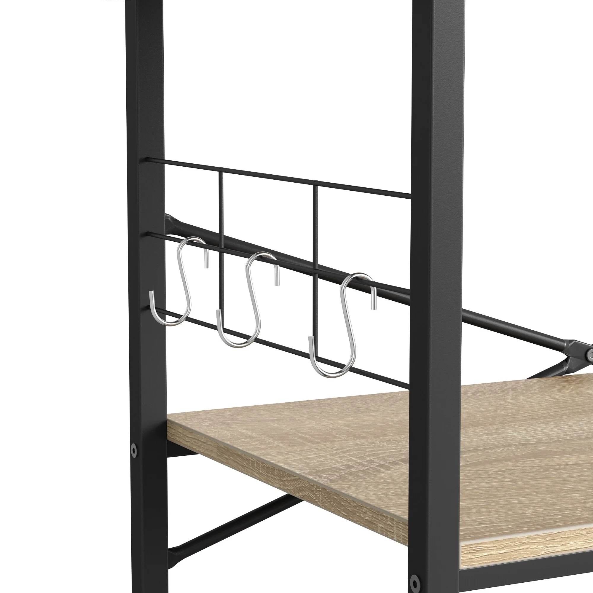 63 Inch Kitchen Baker's Rack with Hutch 8 Side Hooks
