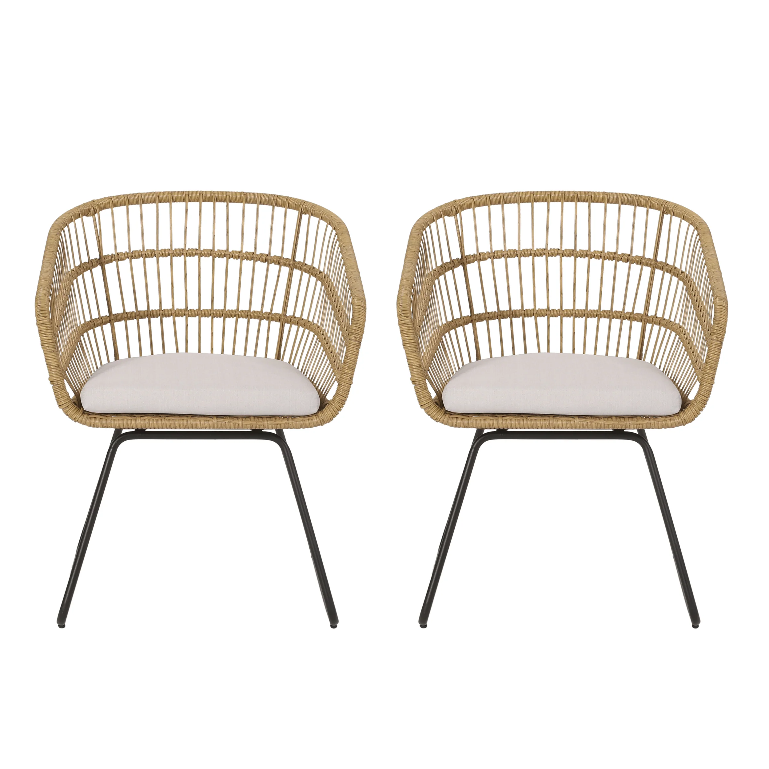 Outdoor Chair with Sled Legs and Curved Frame, Set of 2