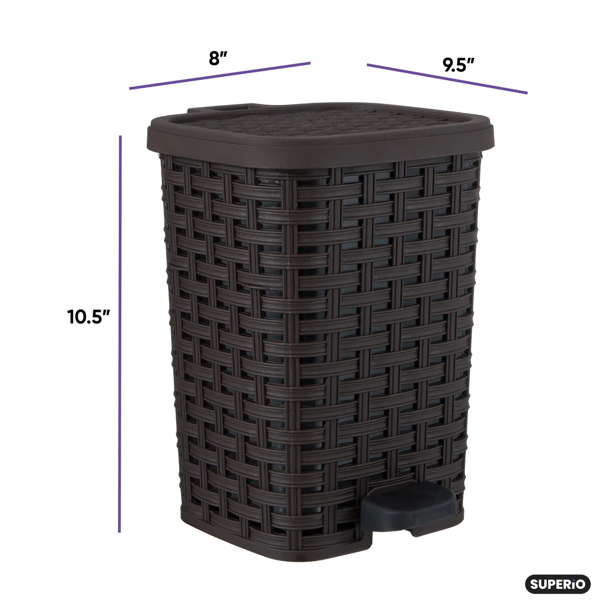 Superio Rattan Step On Trash Can with Removable Liner