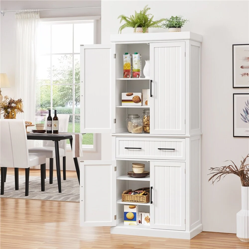 Yaheetech Wooden Kitchen Pantry Storage Cabinet with Doors and Shelves