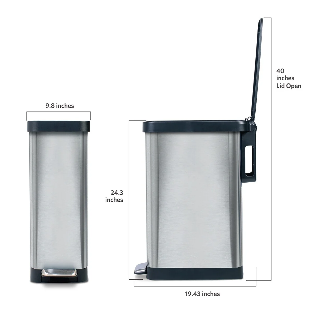 Glad Slim Stainless Steel Step Trash Can
