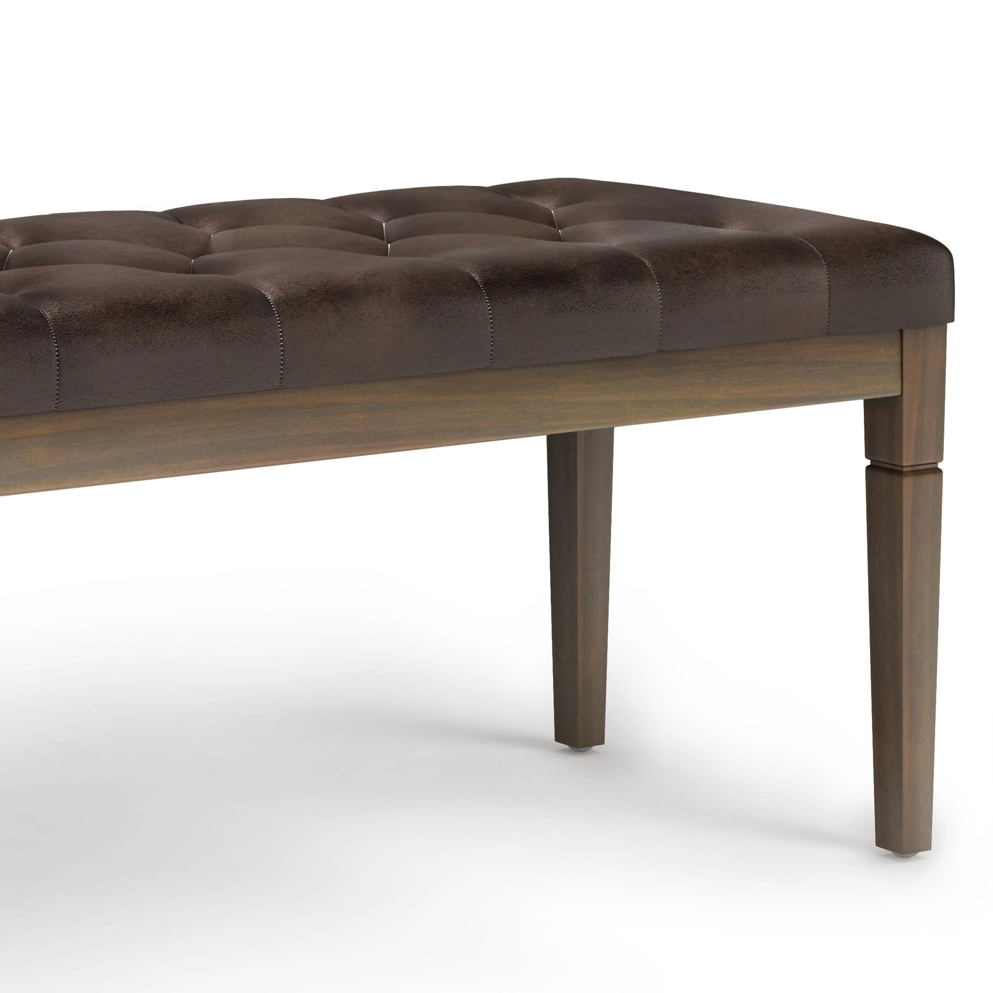 Hushed Upholstered Tufted Ottoman Bench with Carved Legs