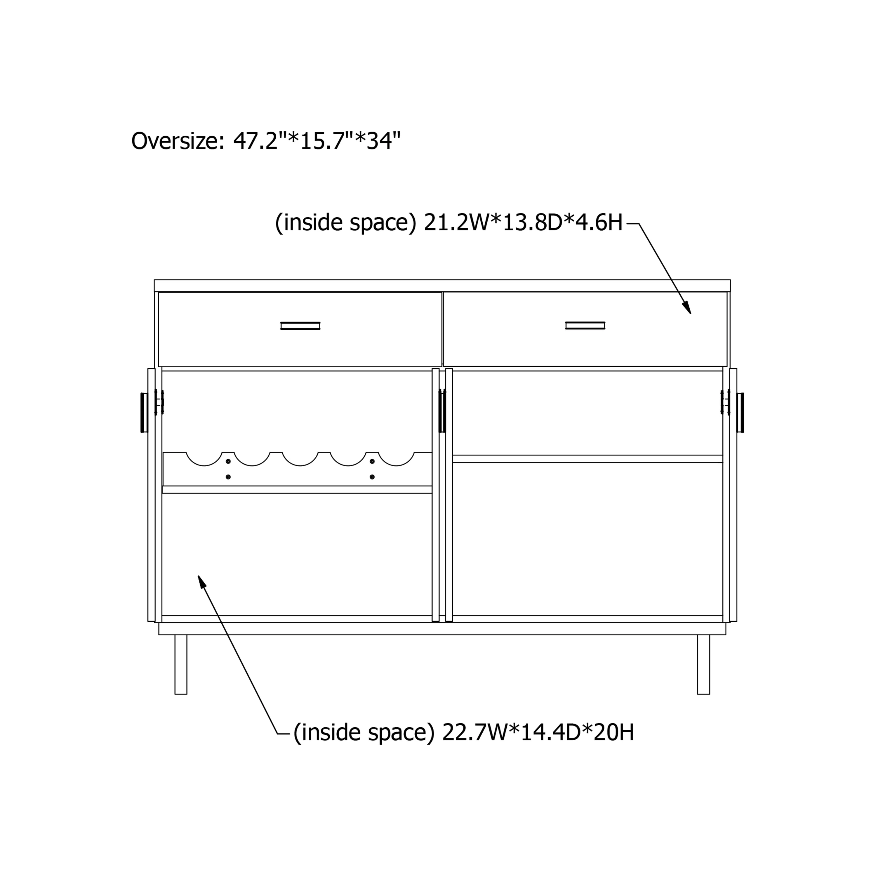 Furniture of America Mason Modern 2-drawer Closed Storage Buffet with Wine Rack