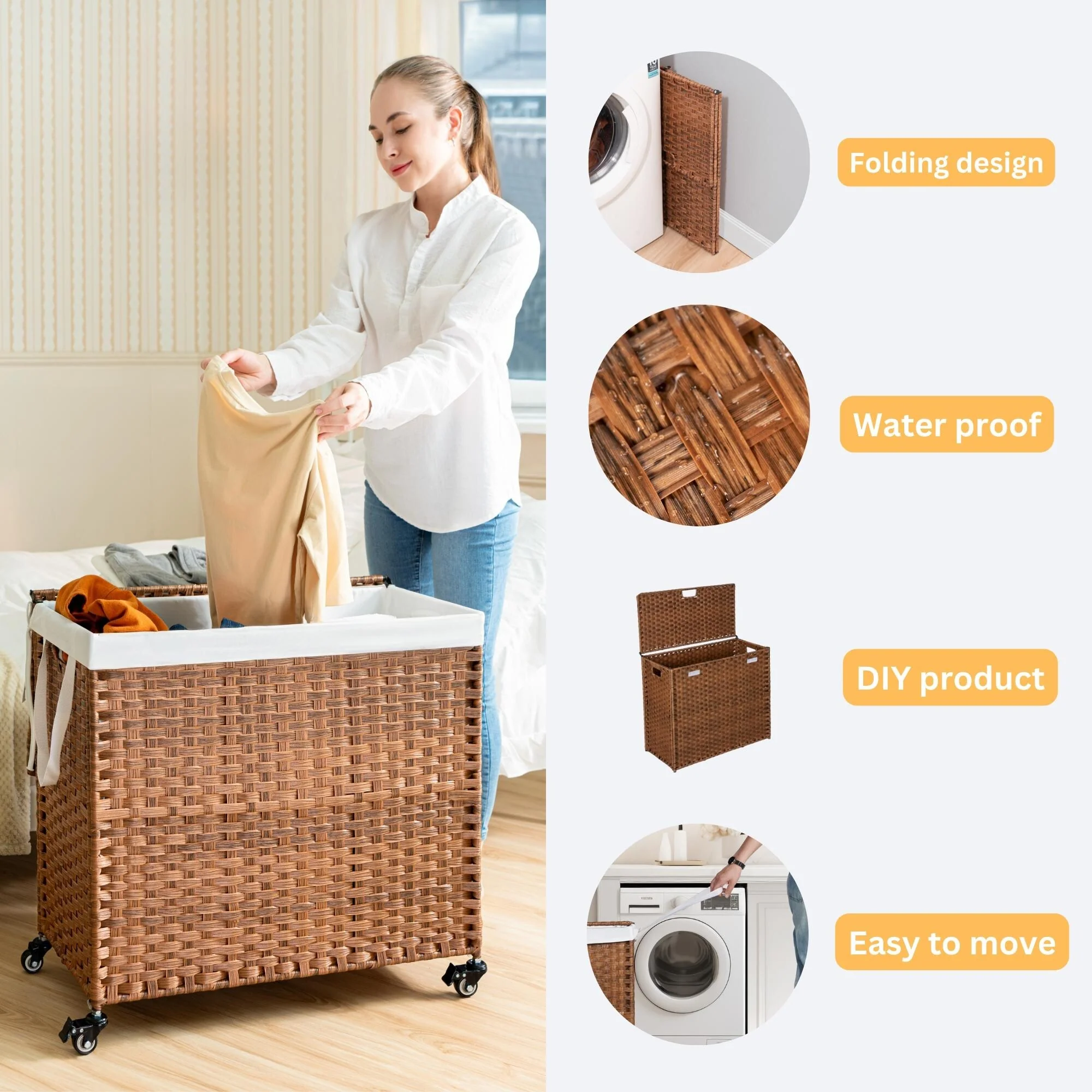 GDFStudio - Ethan Monroe Laundry Hamper Set - Versatile and Stylish Storage Solution