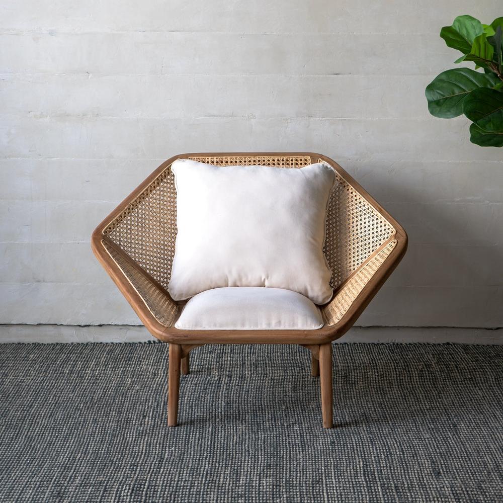 Leisure Chair with Rattan Cane Back and Hexagonal Design