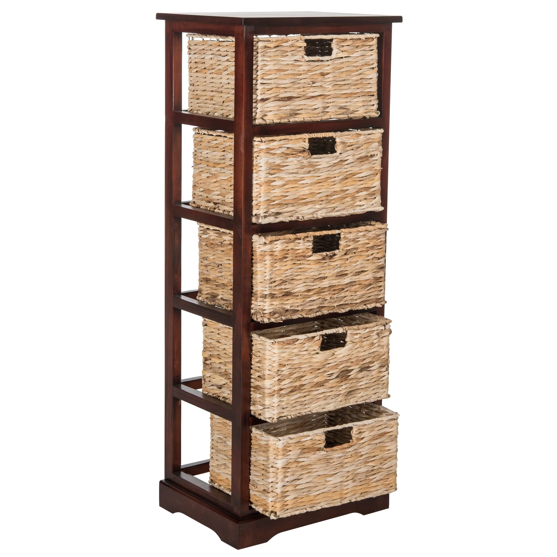 SAFAVIEH Faith Distressed Black 5-Drawer Wicker Basket Storage Tower - 17.3