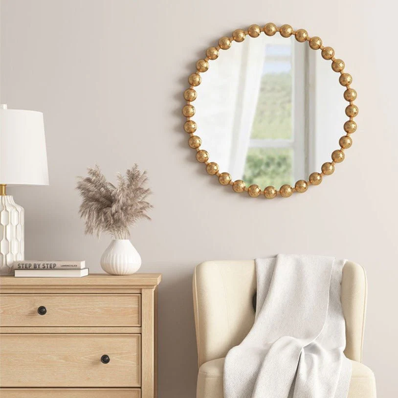 27 Diameter Beaded Round Wall Mirror