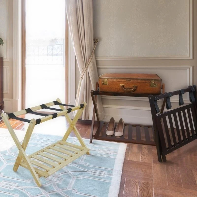 Hotel-style Luggage Rack with Shelf