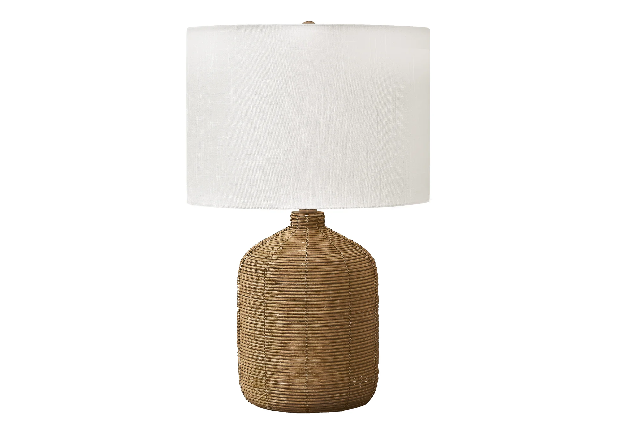 Captions 23 Table Lamp with Rattan Base and Linen Drum Shade
