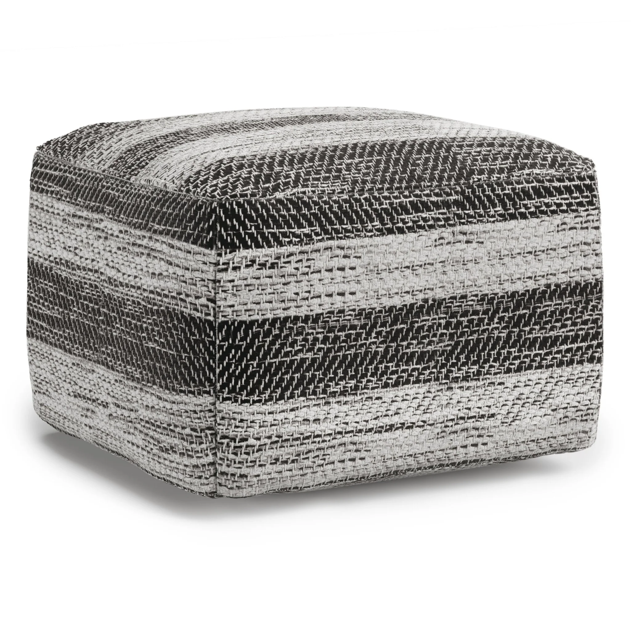 Axis Cotton Square Pouf with Woven Patterned Melange