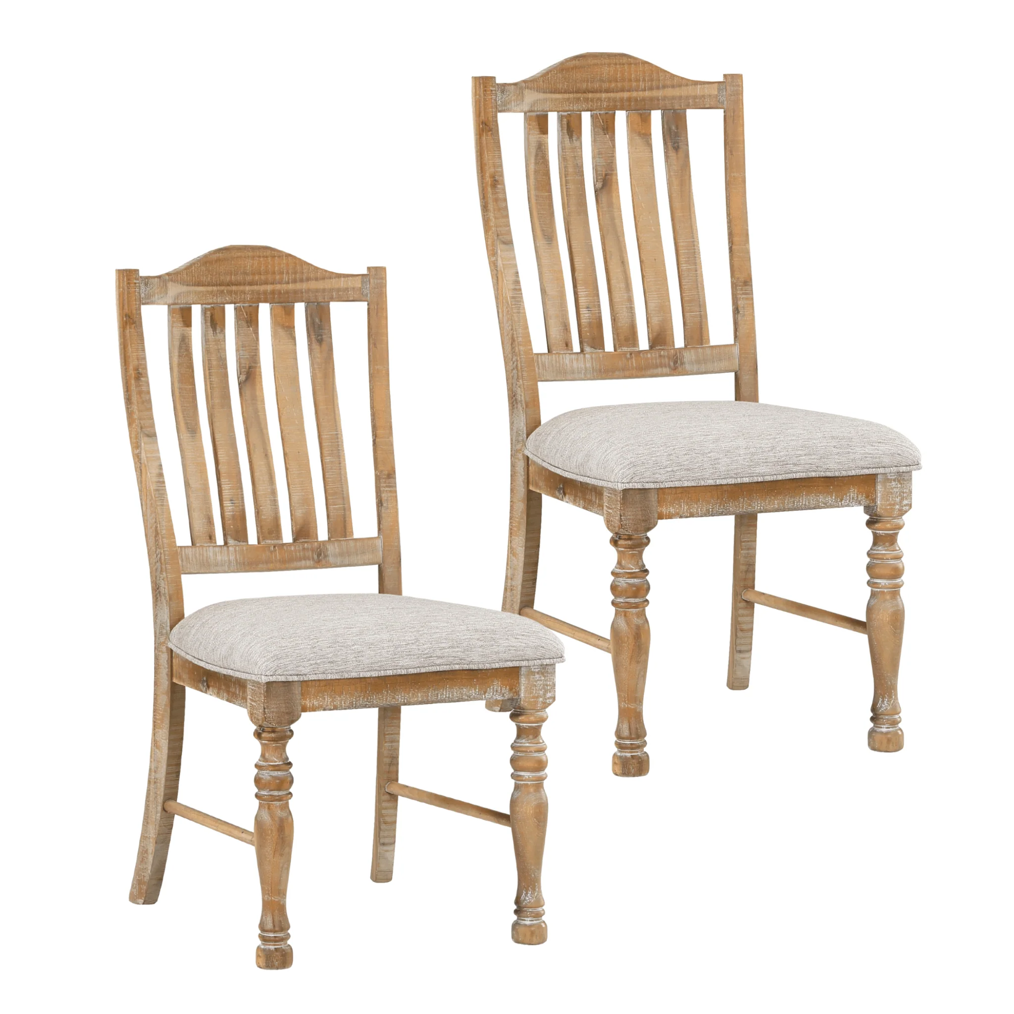 Styne Dining Chair with Vertical Slat-Back and Wood Frame, Set of 2