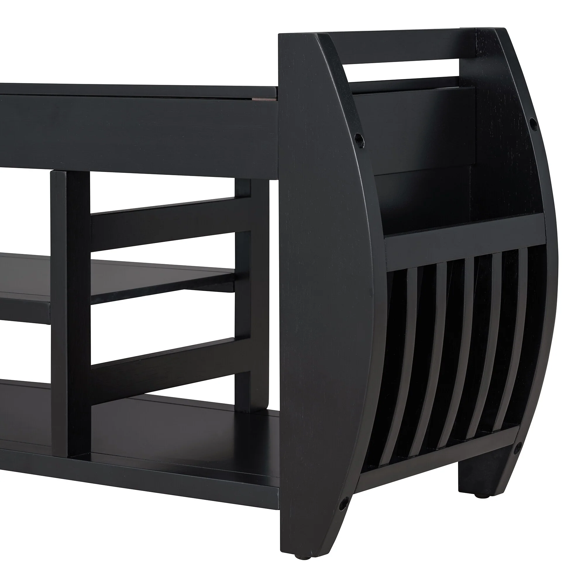 Multifunctional Storage Bench with Cushion and Curved Side Panel for Entrance and Living Room