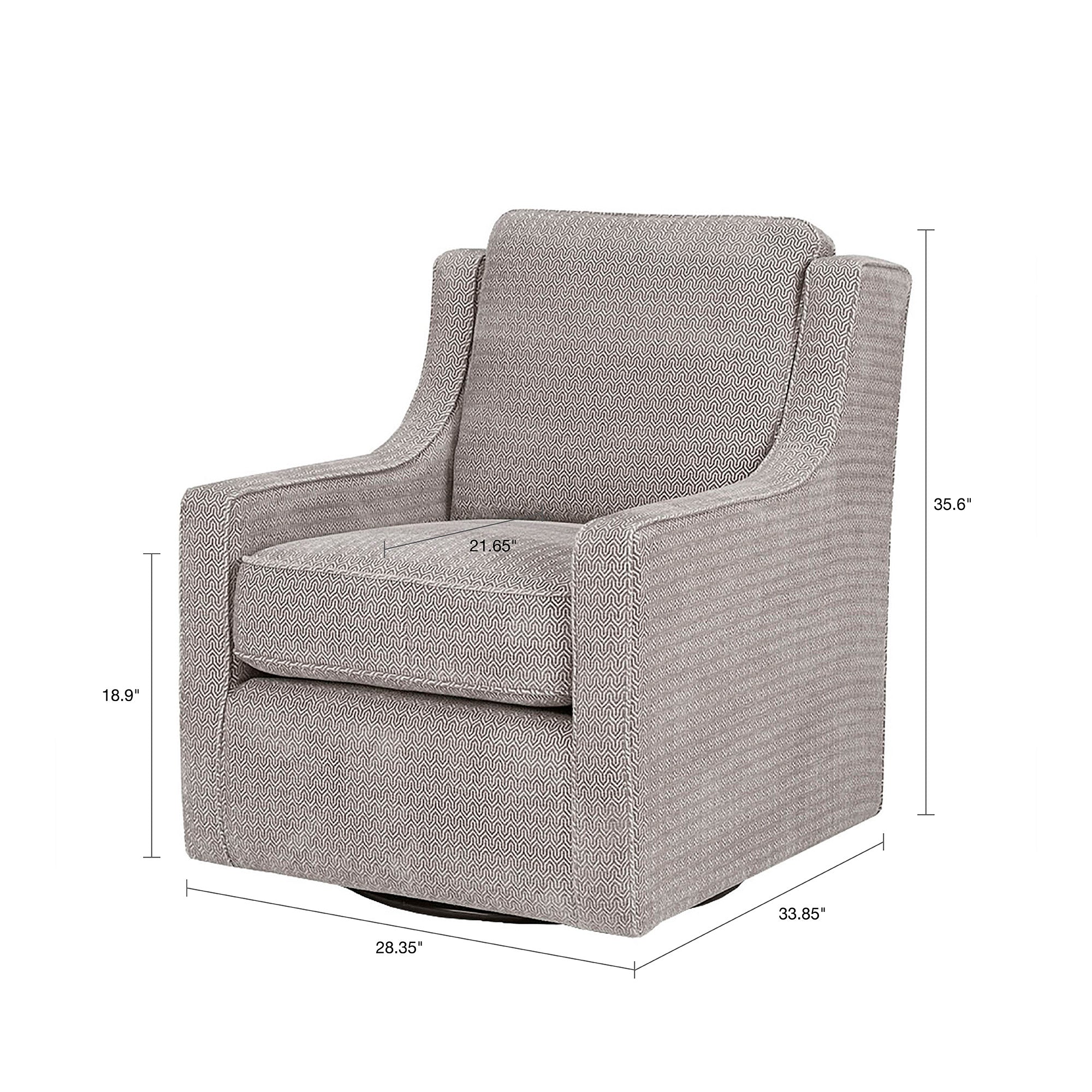 Upholstered Swivel Chair with Curved Armrest and Metal Base
