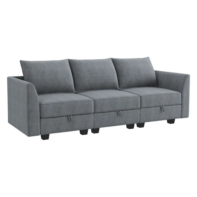 3-Seater Modular Sectional Sofa Couch With Storage Seats