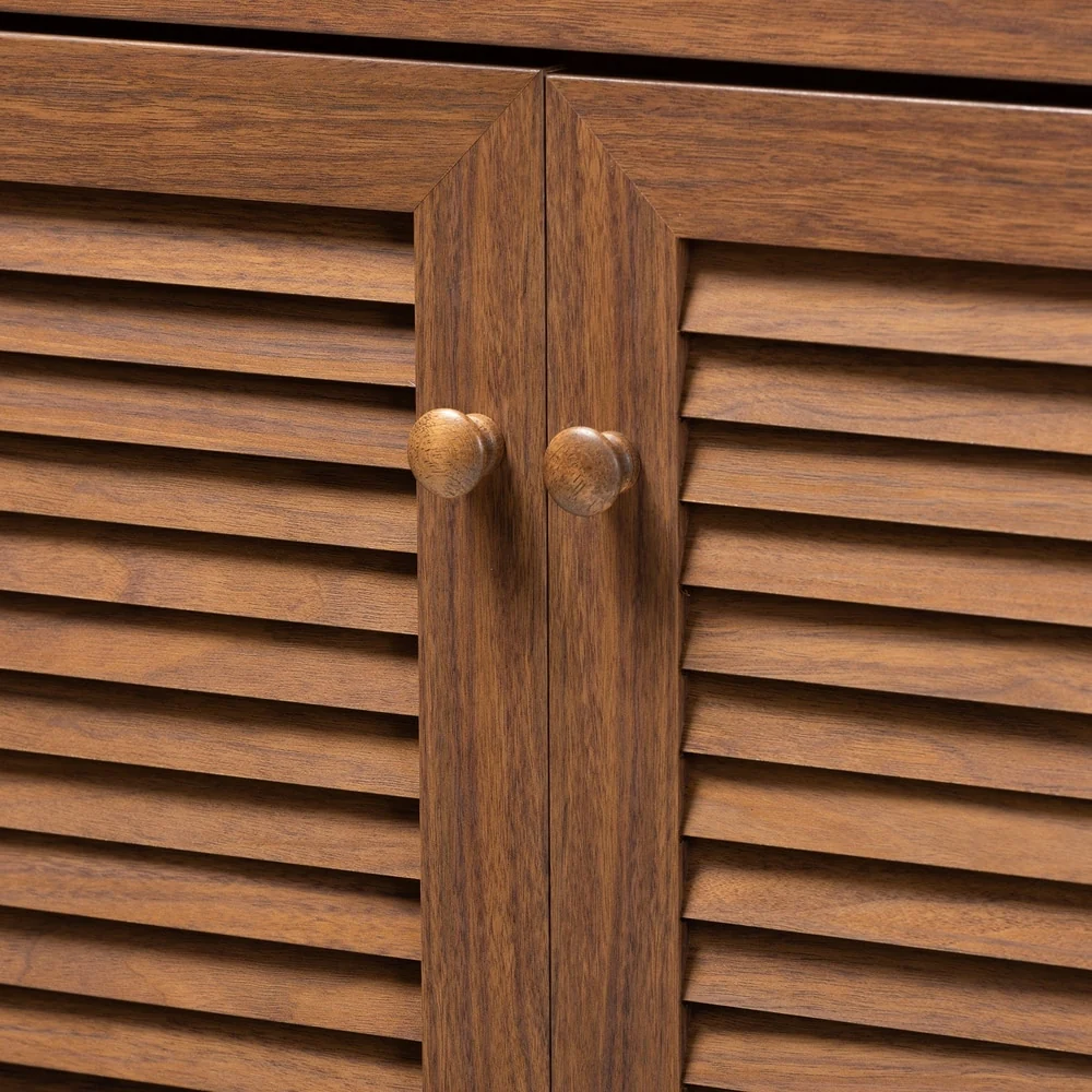 Baxton Studio Contemporary 11-shelf Wood Shoe Storage Cabinet with Drawer