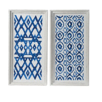 Wall Art with Wood Frame and Bold Patterns, Set of 2