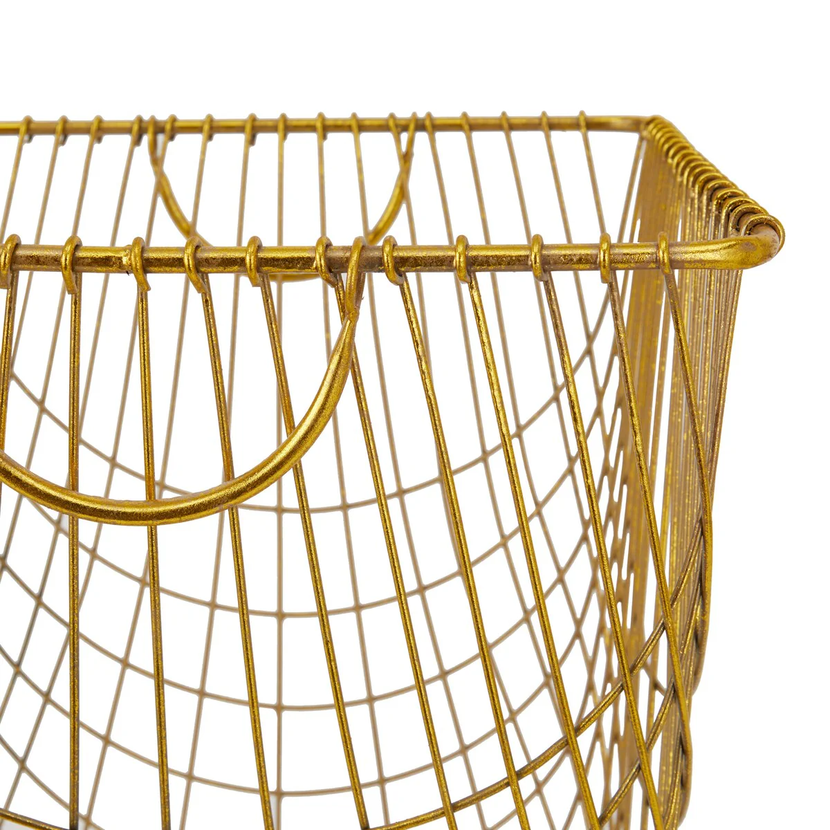 Metal Deep Set Wire Mesh Rolling Laundry Basket Storage Cart with Handles - Black, Gold, White - CosmoLiving by Cosmopolitan