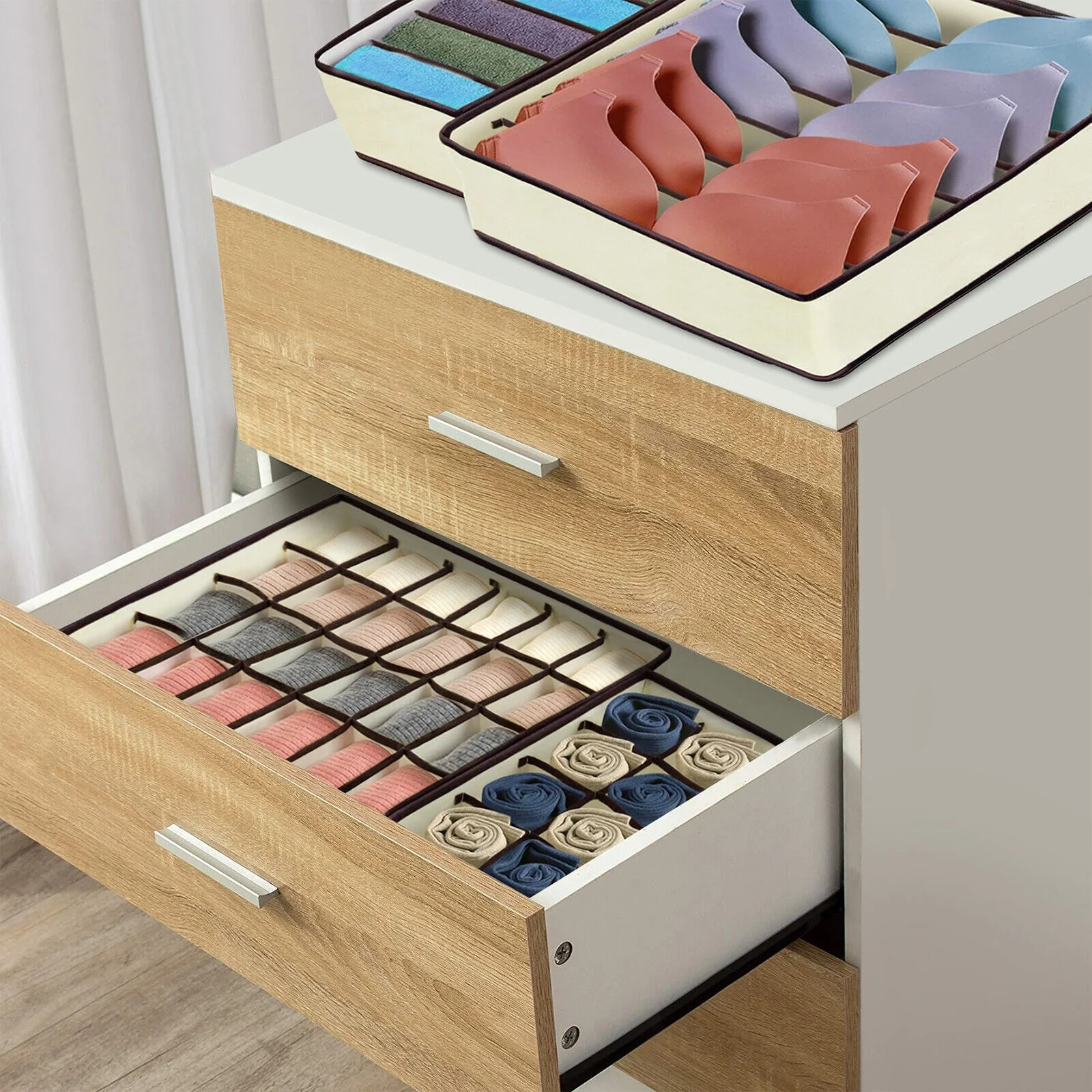 4 Pcs Foldable Underwear Closet Organizer Storage Box