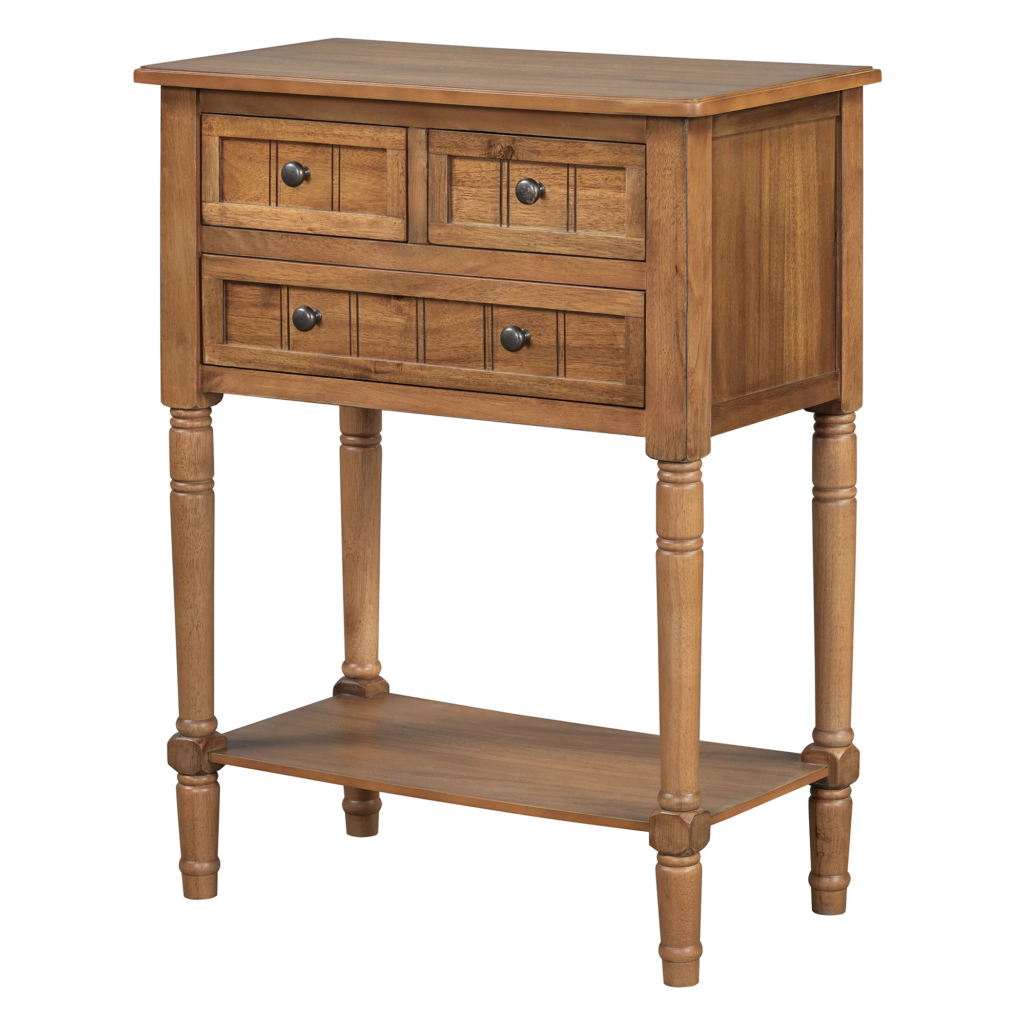 Conquest Narrow Console Table with 3 Drawers and Bottom Shelf