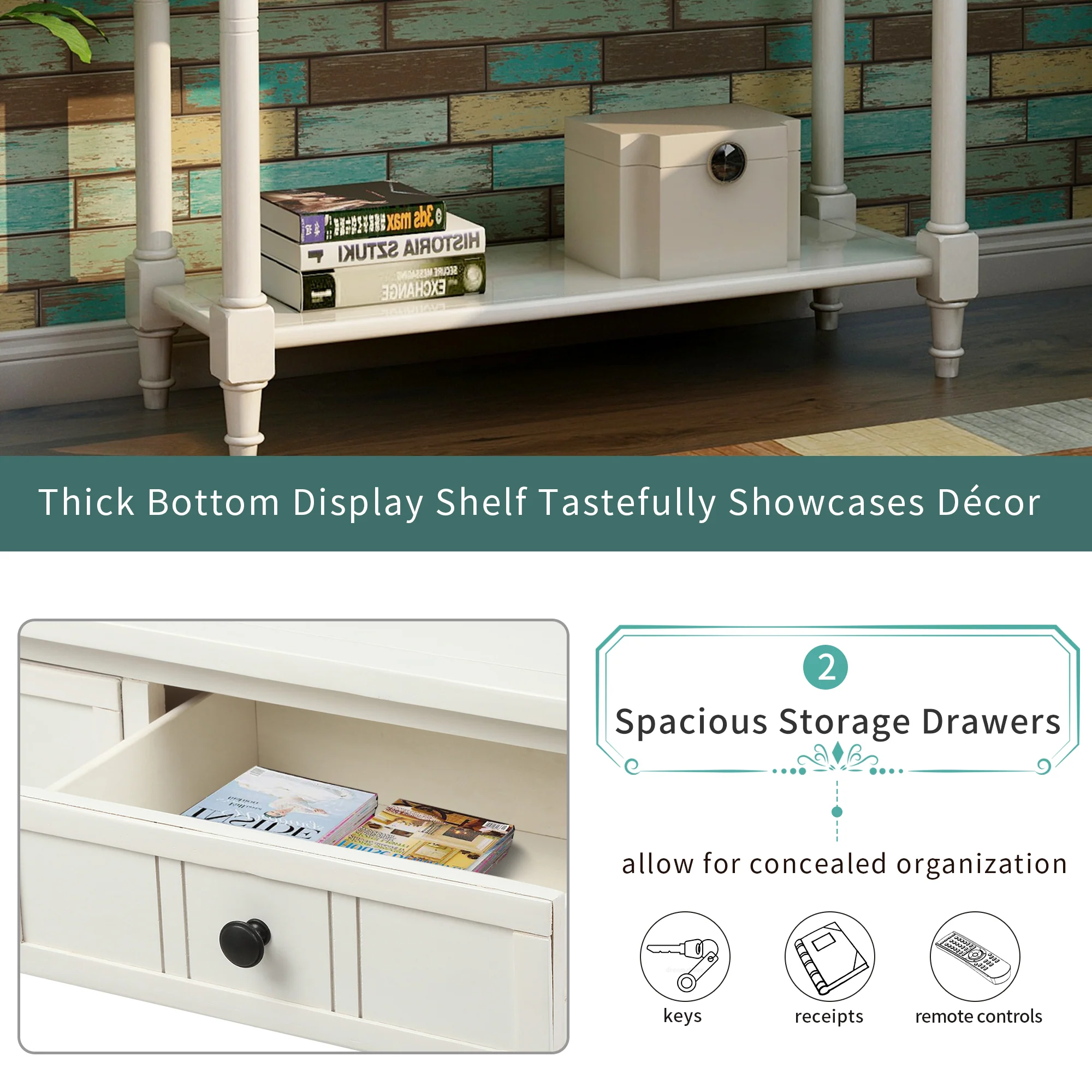 Jace Console Table with 2 Drawers and Bottom Shelf