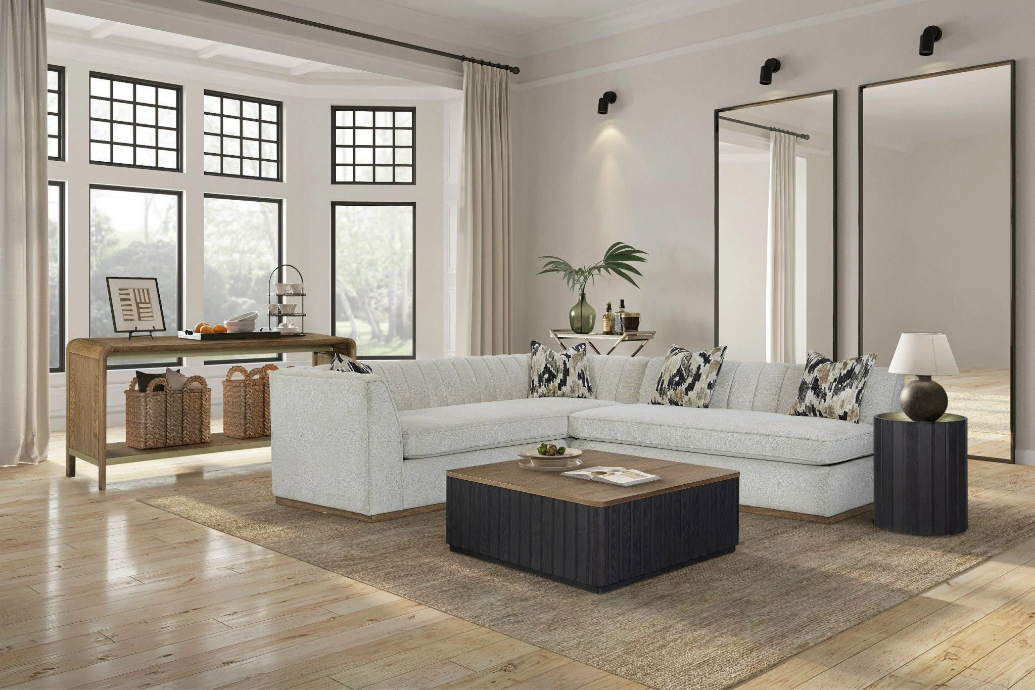 Waterfall Console Table with Bottom Shelf