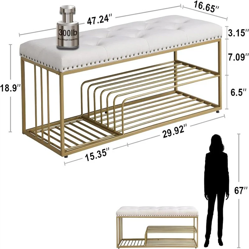 Linen Bench with Storage - 17