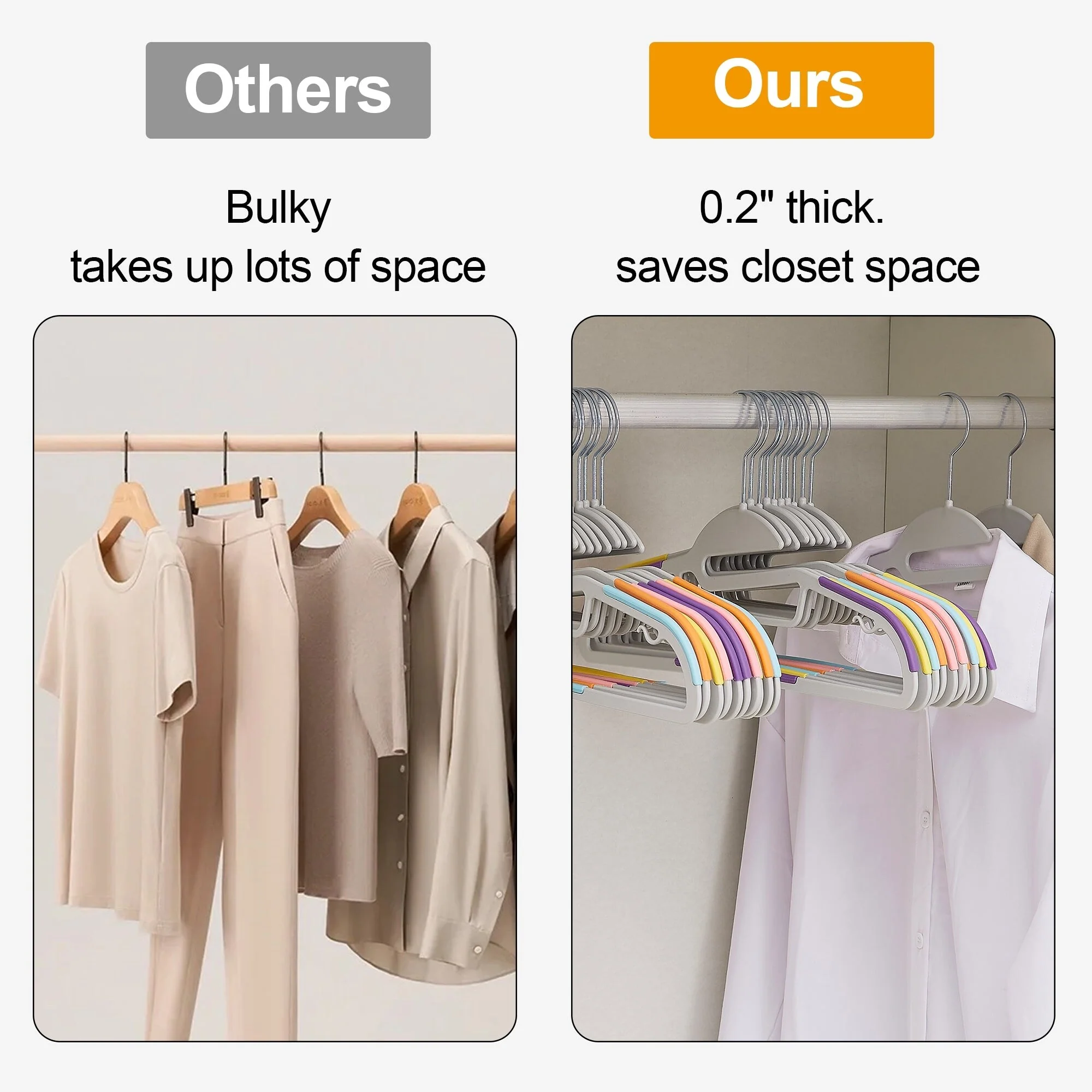 Non-Slip Plastic Clothes Hangers with clips Heavy Duty Dry Wet Clothes Hangers Space-Saving Swivel Hook