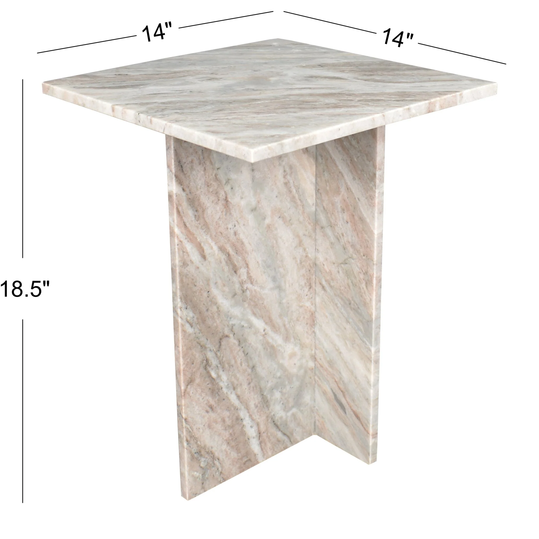 Cecil Contemporary Natural Marble Handmade T-Shaped End Table