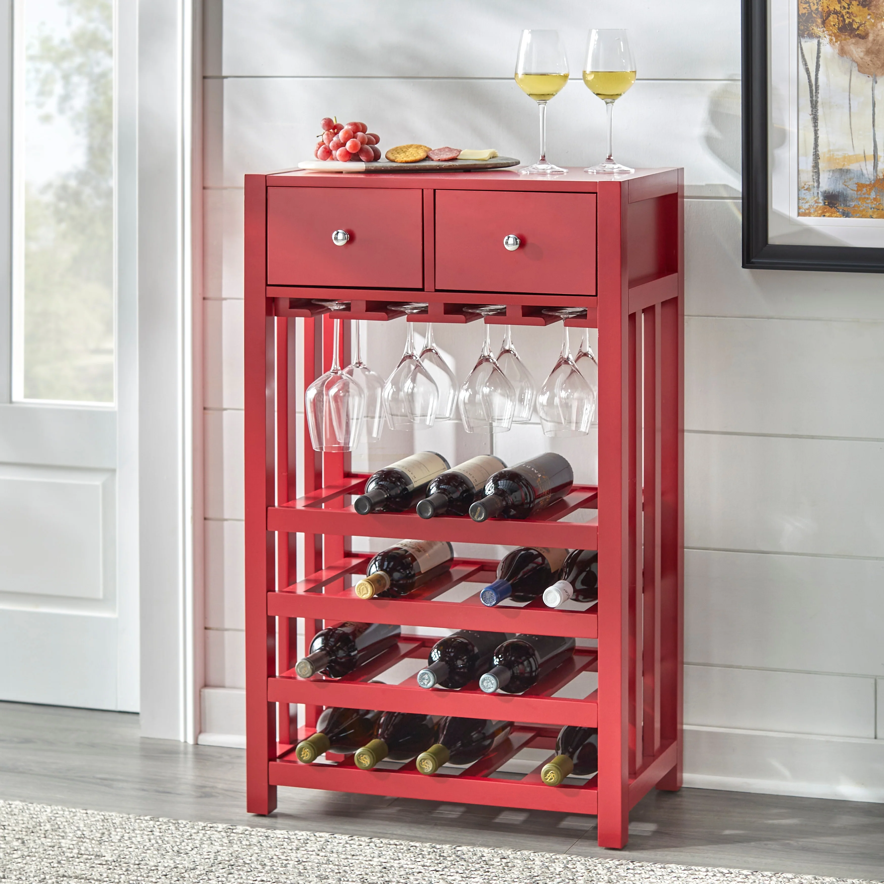 Simple Living Pinot Wood 20-bottle Bar Cabinet